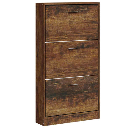 Shoe Cabinet Smoked Oak 59x17x108 cm Engineered Wood
