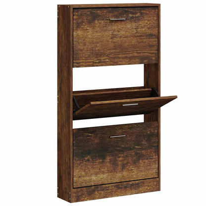 Shoe Cabinet Smoked Oak 59x17x108 cm Engineered Wood
