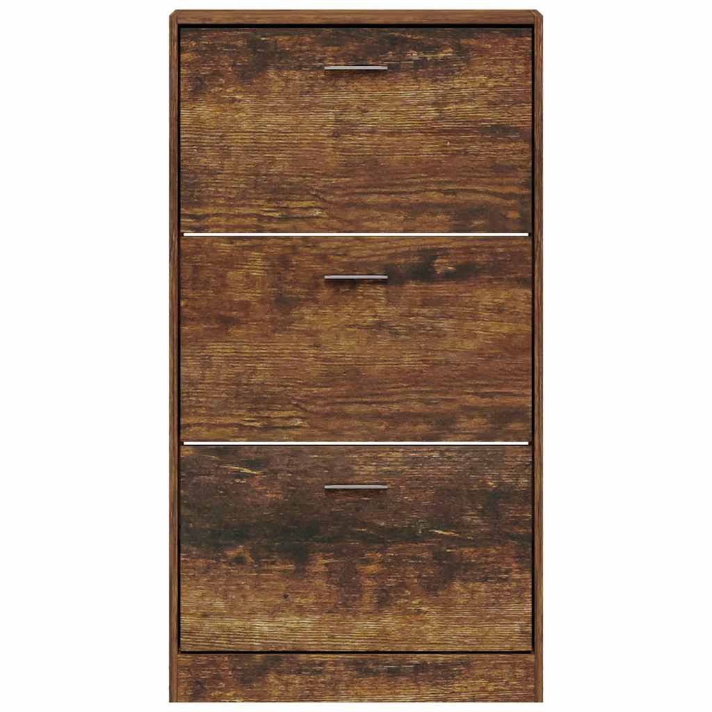 Shoe Cabinet Smoked Oak 59x17x108 cm Engineered Wood