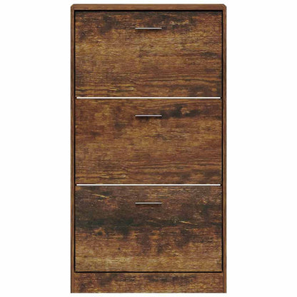 Shoe Cabinet Smoked Oak 59x17x108 cm Engineered Wood