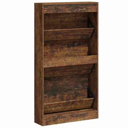 Shoe Cabinet Smoked Oak 59x17x108 cm Engineered Wood