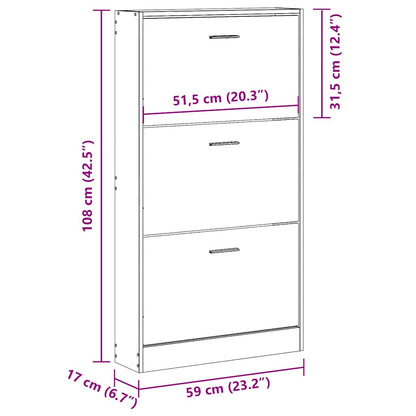 Shoe Cabinet Smoked Oak 59x17x108 cm Engineered Wood