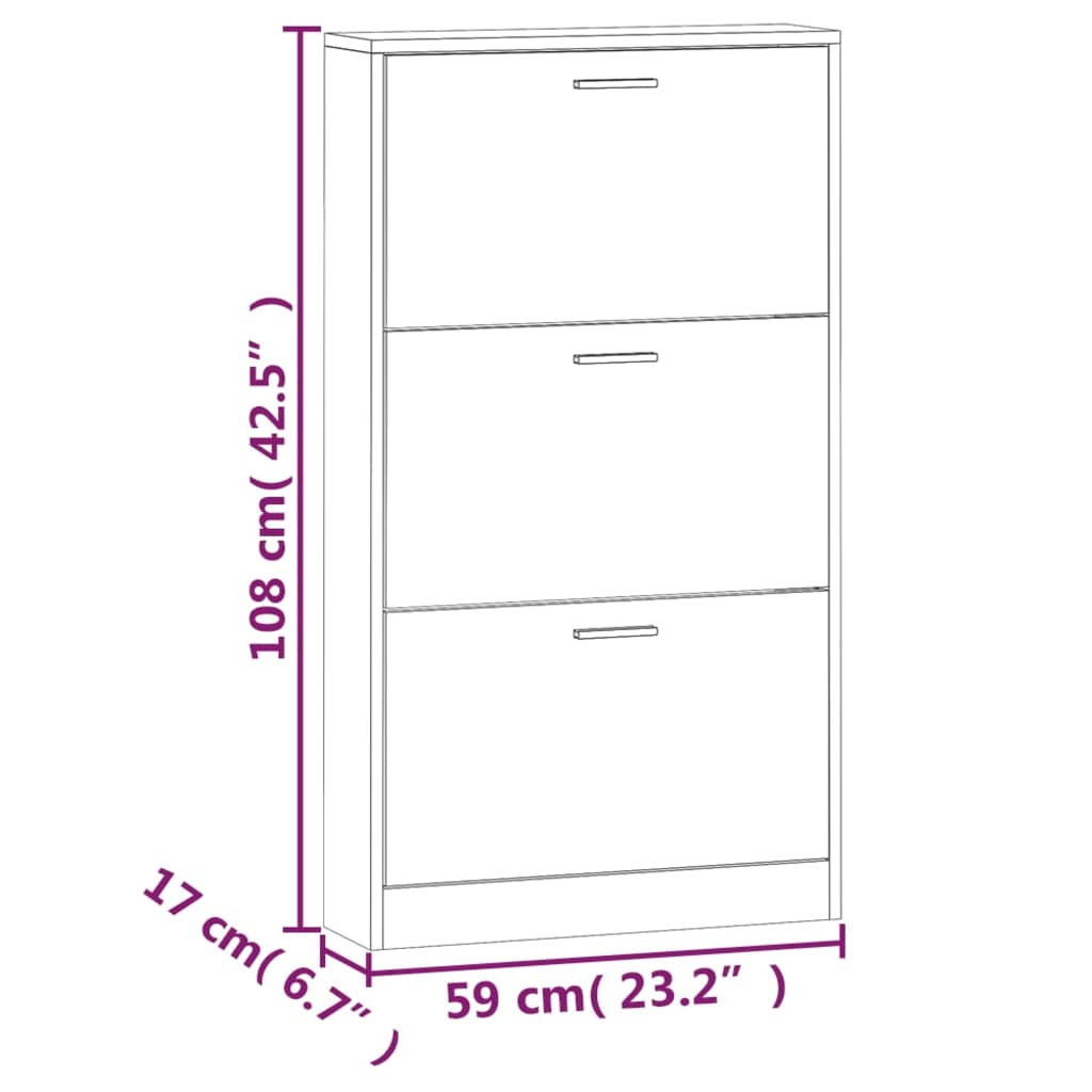 Shoe Cabinet Smoked Oak 59x17x108 cm Engineered Wood