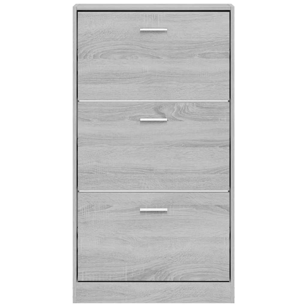 Shoe Cabinet Grey Sonoma 59x17x108 cm Engineered Wood