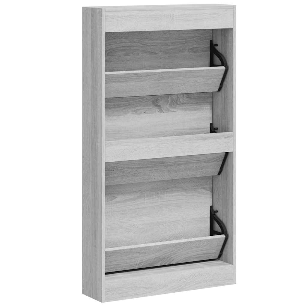 Shoe Cabinet Grey Sonoma 59x17x108 cm Engineered Wood