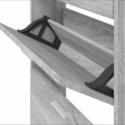 Shoe Cabinet Grey Sonoma 59x17x108 cm Engineered Wood