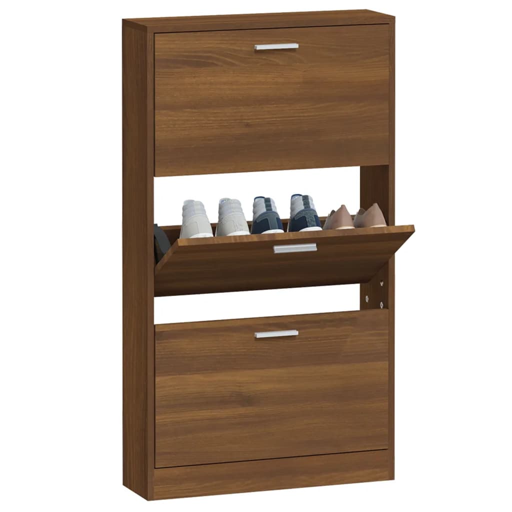 Shoe Cabinet Brown Oak 59x17x108 cm Engineered Wood