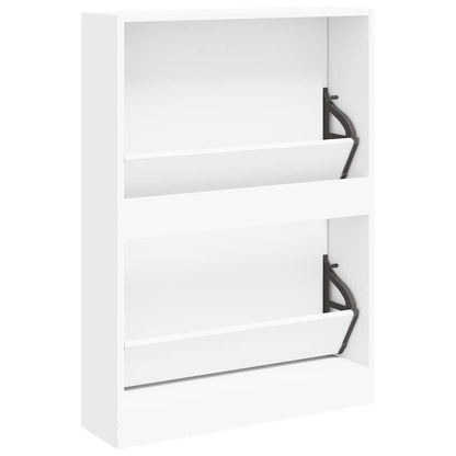 Shoe Cabinet White 59x17x81 cm Engineered Wood