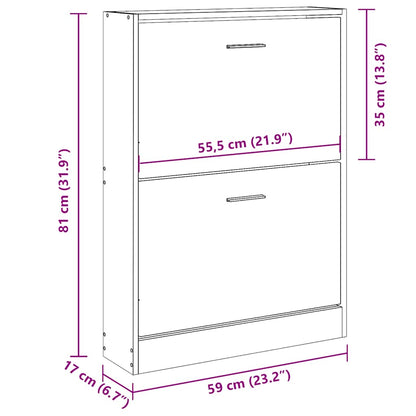 Shoe Cabinet Black 59x17x81 cm Engineered Wood