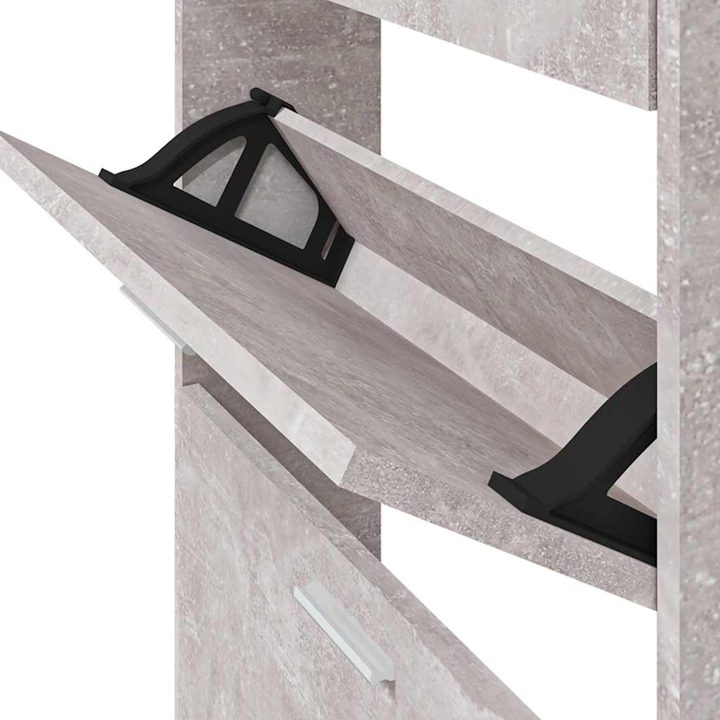Shoe Cabinet Concrete Grey 59x17x81 cm Engineered Wood