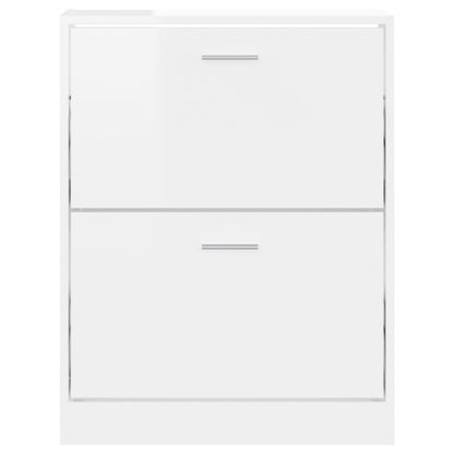 Shoe Cabinet High Gloss White 59x17x81 cm Engineered Wood
