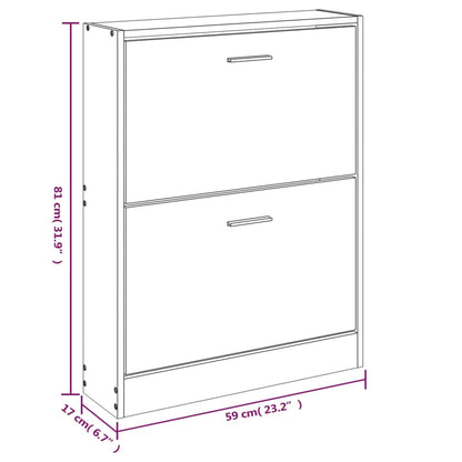 Shoe Cabinet High Gloss White 59x17x81 cm Engineered Wood