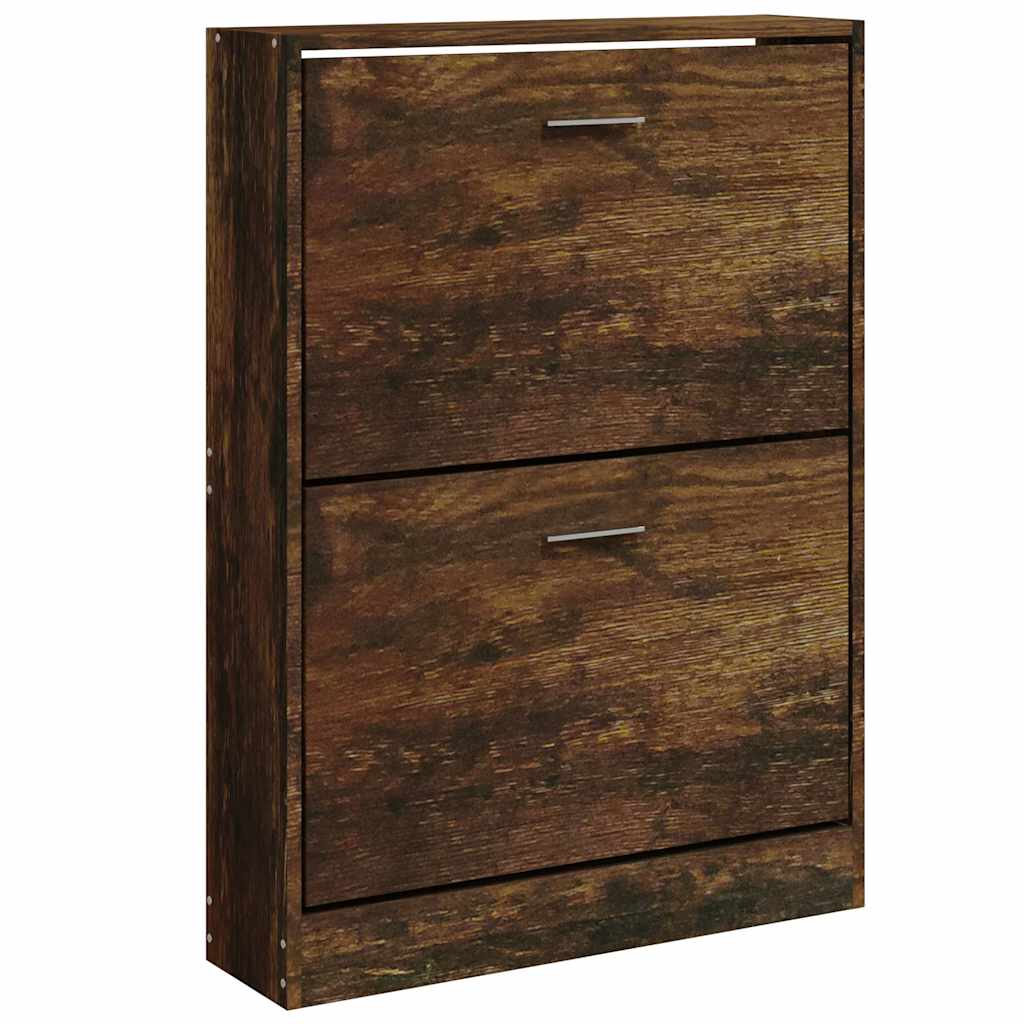 Shoe Cabinet Smoked Oak 59x17x81 cm Engineered Wood