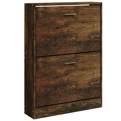 Shoe Cabinet Smoked Oak 59x17x81 cm Engineered Wood