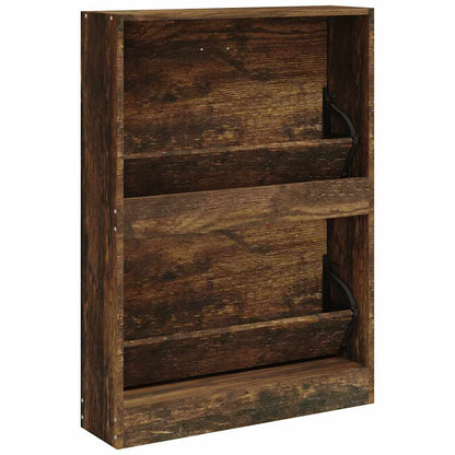 Shoe Cabinet Smoked Oak 59x17x81 cm Engineered Wood