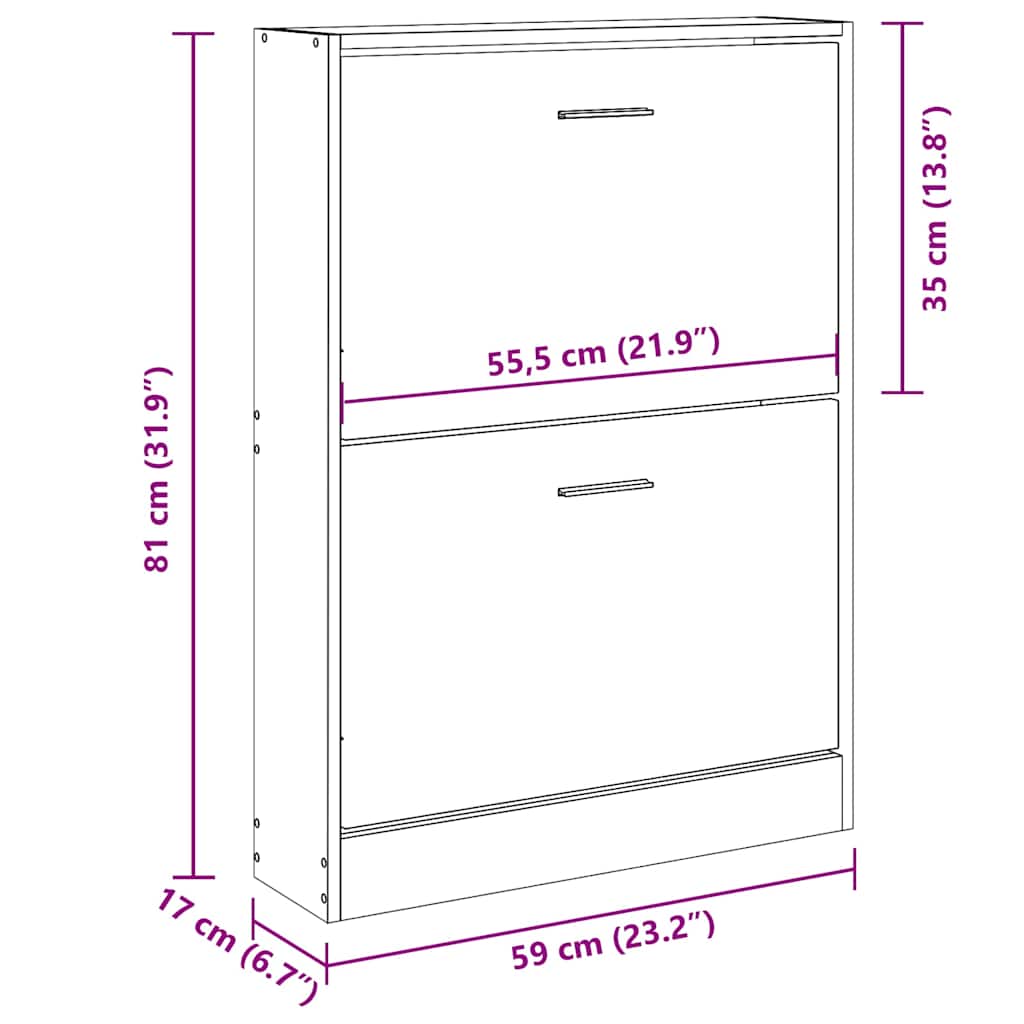 Shoe Cabinet Smoked Oak 59x17x81 cm Engineered Wood
