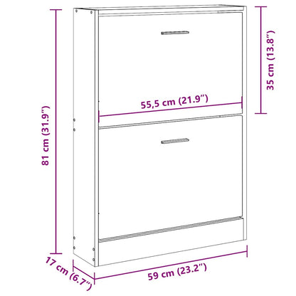 Shoe Cabinet Smoked Oak 59x17x81 cm Engineered Wood