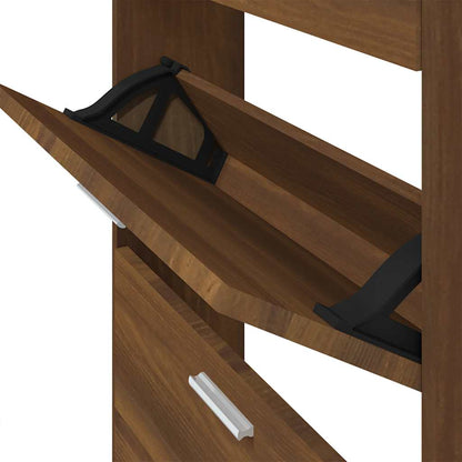 Shoe Cabinet Brown Oak 59x17x81 cm Engineered Wood