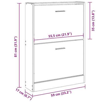 Shoe Cabinet Brown Oak 59x17x81 cm Engineered Wood