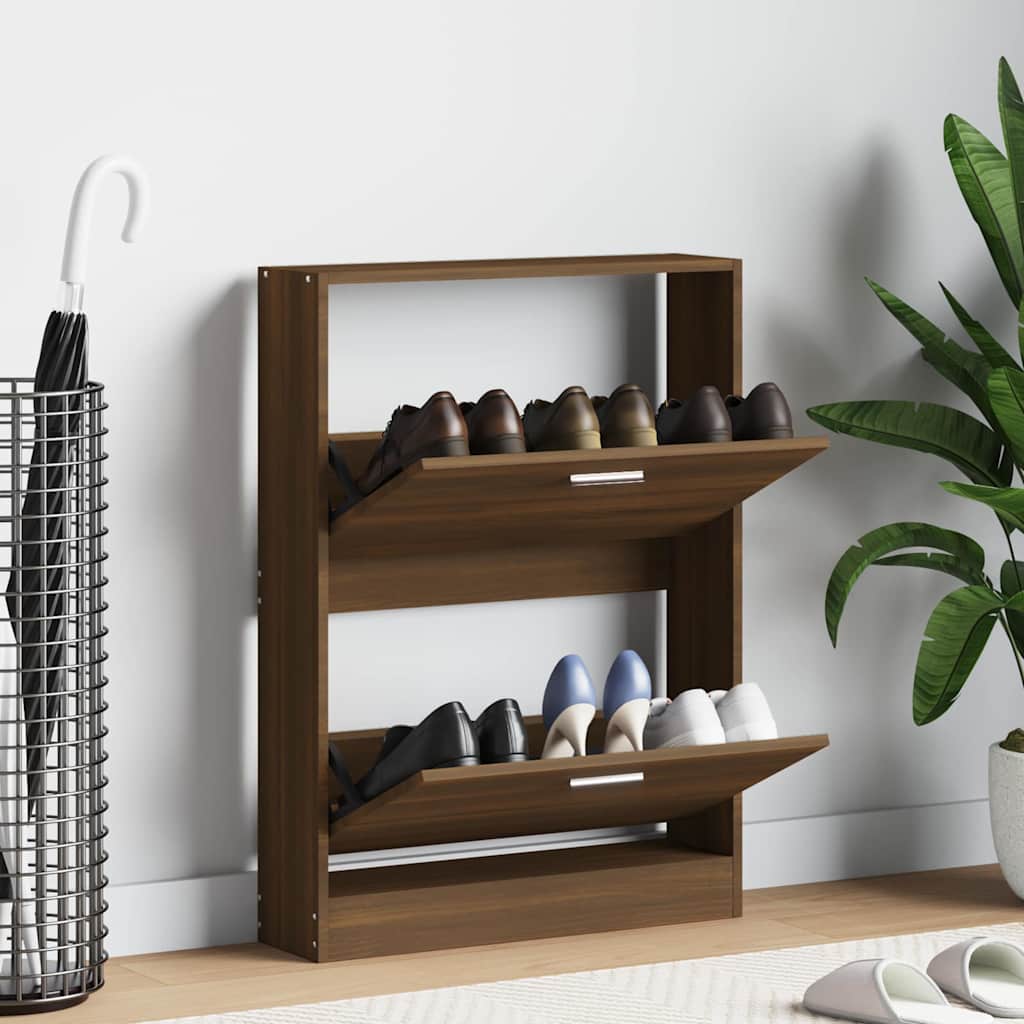 Shoe Cabinet Brown Oak 59x17x81 cm Engineered Wood