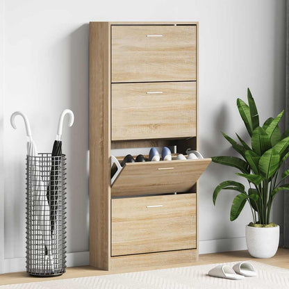 Shoe Cabinet Sonoma Oak 63x24x147 cm Engineered Wood