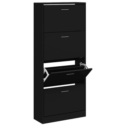 Shoe Cabinet Black 63x24x147 cm Engineered Wood