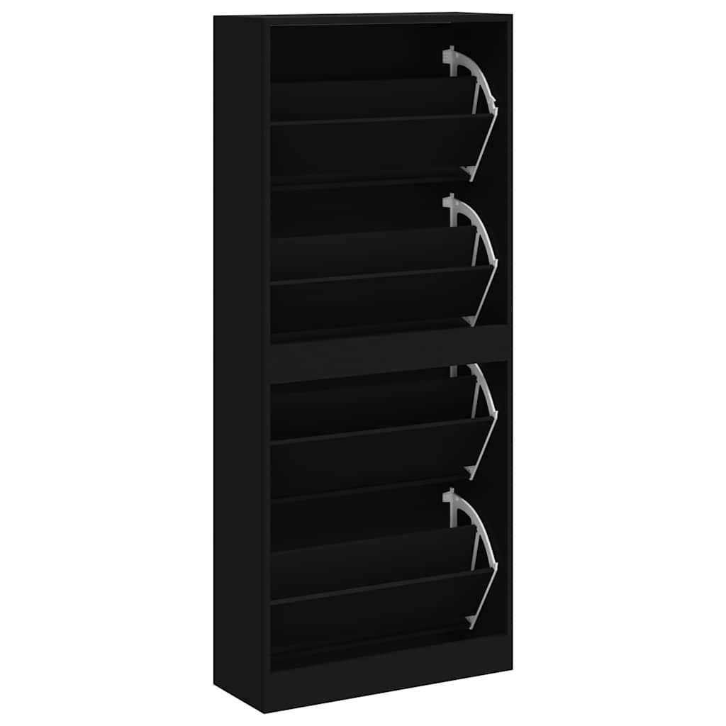 Shoe Cabinet Black 63x24x147 cm Engineered Wood