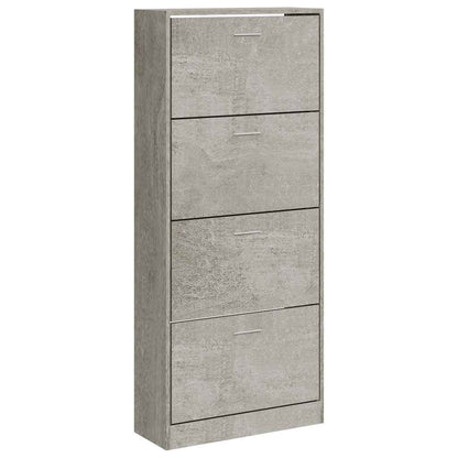 Shoe Cabinet Concrete Grey 63x24x147 cm Engineered Wood