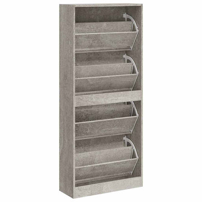 Shoe Cabinet Concrete Grey 63x24x147 cm Engineered Wood