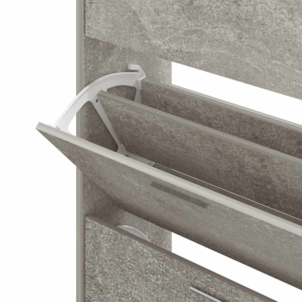Shoe Cabinet Concrete Grey 63x24x147 cm Engineered Wood
