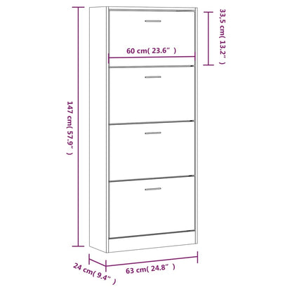 Shoe Cabinet Concrete Grey 63x24x147 cm Engineered Wood