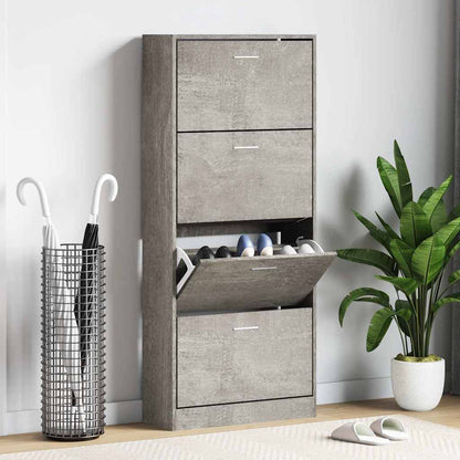 Shoe Cabinet Concrete Grey 63x24x147 cm Engineered Wood