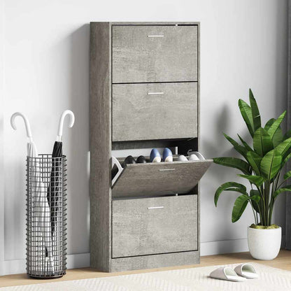 Shoe Cabinet Concrete Grey 63x24x147 cm Engineered Wood