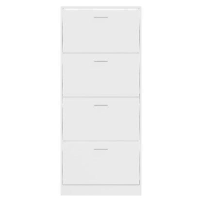 Shoe Cabinet High Gloss White 63x24x147 cm Engineered Wood