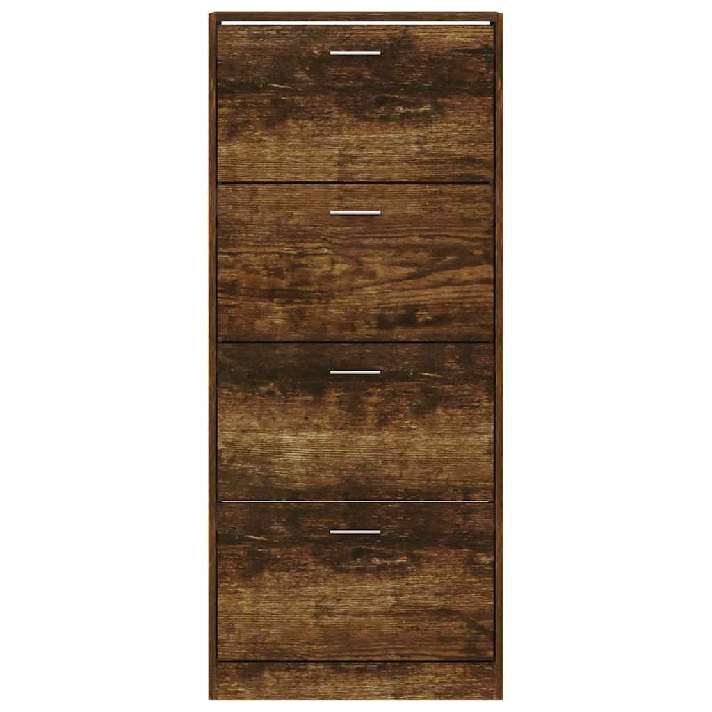 Shoe Cabinet Smoked Oak 63x24x147 cm Engineered Wood