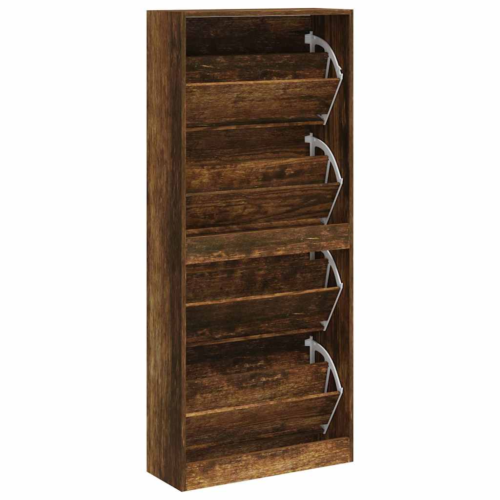 Shoe Cabinet Smoked Oak 63x24x147 cm Engineered Wood