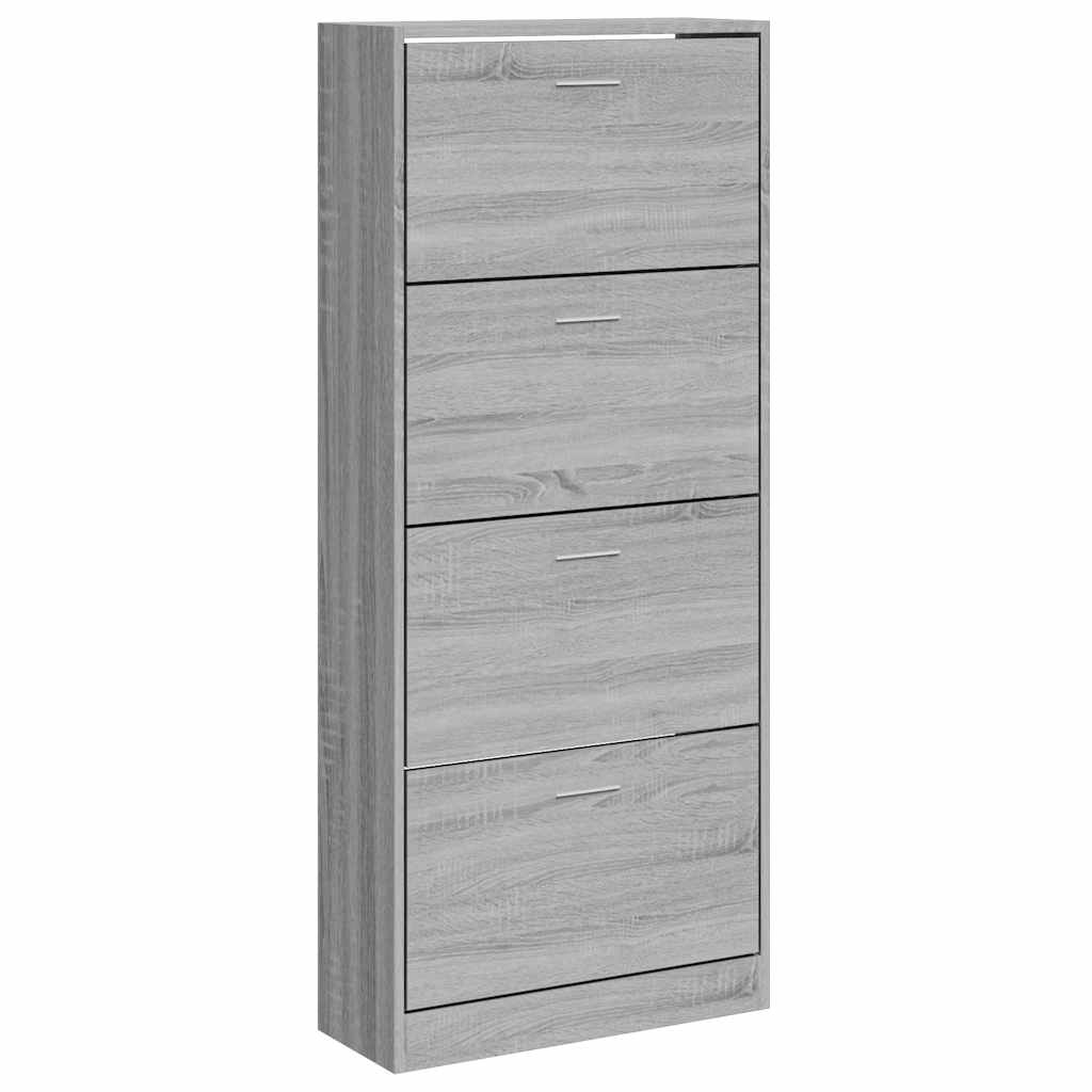 Shoe Cabinet Grey Sonoma 63x24x147 cm Engineered Wood
