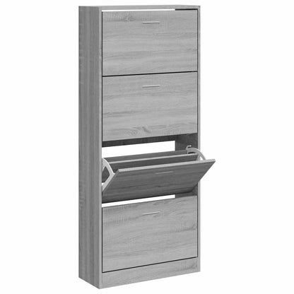 Shoe Cabinet Grey Sonoma 63x24x147 cm Engineered Wood