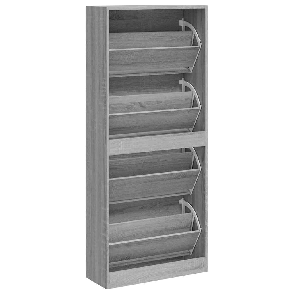 Shoe Cabinet Grey Sonoma 63x24x147 cm Engineered Wood