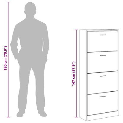 Shoe Cabinet Grey Sonoma 63x24x147 cm Engineered Wood