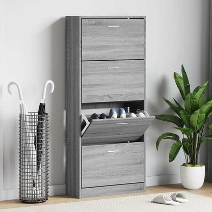 Shoe Cabinet Grey Sonoma 63x24x147 cm Engineered Wood