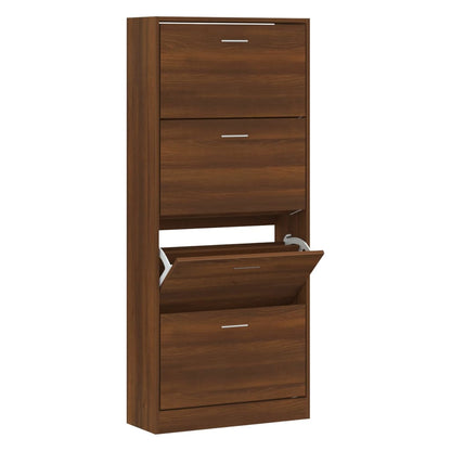 Shoe Cabinet Brown Oak 63x24x147 cm Engineered Wood