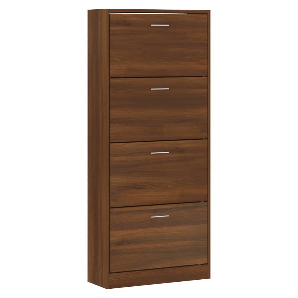 Shoe Cabinet Brown Oak 63x24x147 cm Engineered Wood