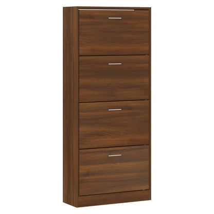 Shoe Cabinet Brown Oak 63x24x147 cm Engineered Wood