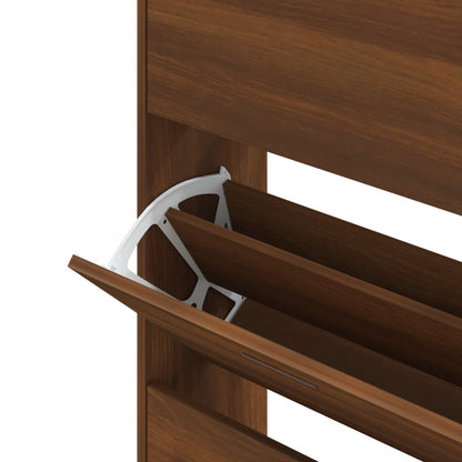 Shoe Cabinet Brown Oak 63x24x147 cm Engineered Wood