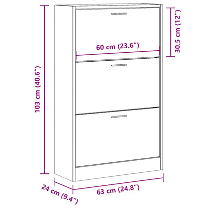 Shoe Cabinet Sonoma Oak 63x24x103 cm Engineered Wood