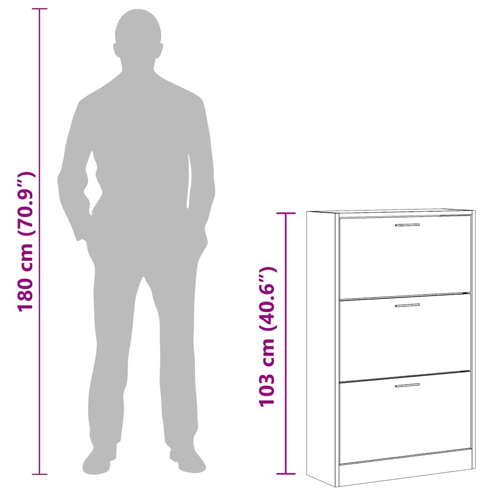 Shoe Cabinet Sonoma Oak 63x24x103 cm Engineered Wood