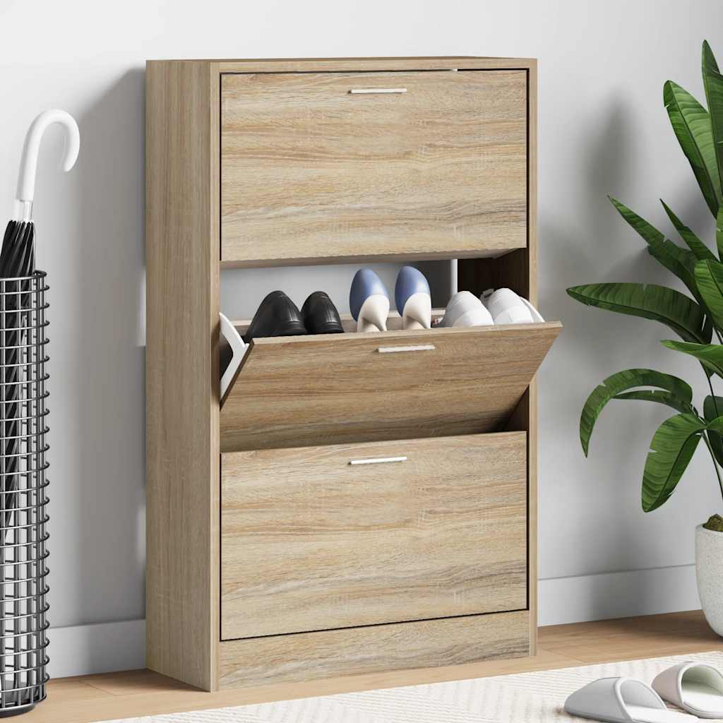 Shoe Cabinet Sonoma Oak 63x24x103 cm Engineered Wood