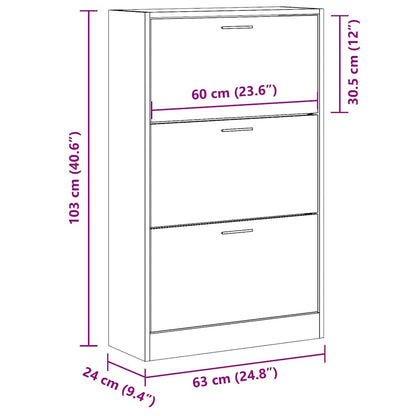 Shoe Cabinet Black 63x24x103 cm Engineered Wood