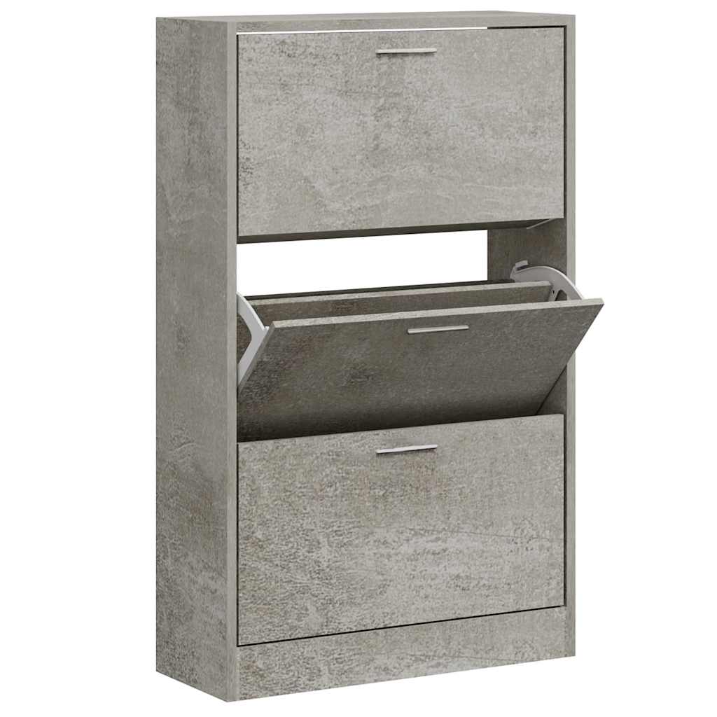 Shoe Cabinet Concrete Grey 63x24x103 cm Engineered Wood
